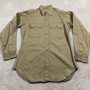 VTG Martin Mfg Co Inc Military Shirt Mens M Khaki Cotton Twill 1950s Menswear